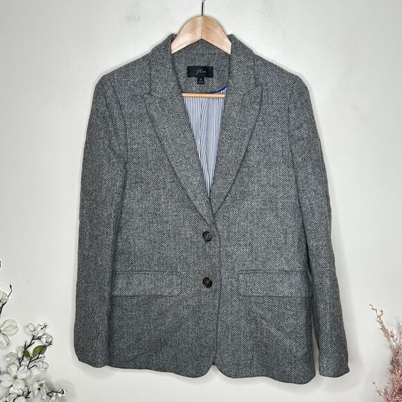 J. CREW Sommerset Blazer Graphite English Wool Herringbone Gray Sz 8 $368 {I51} - Picture 3 of 8